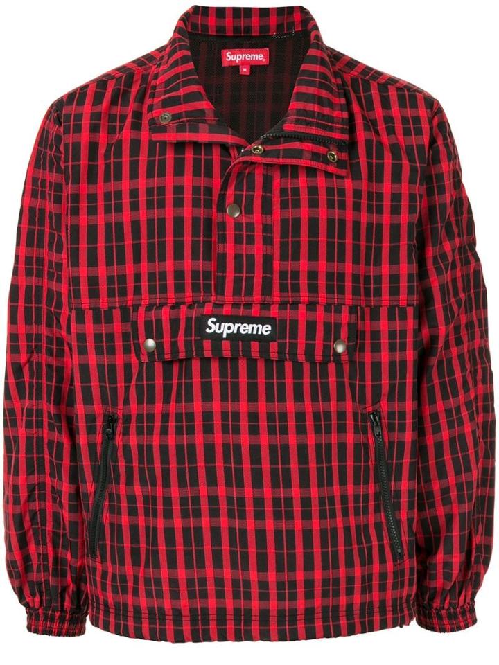 Supreme Nylon Plaid Pullover - Red