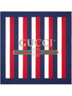 Gucci Gucci Logo Sylvie Stripe Silk Scarf - Multicolour