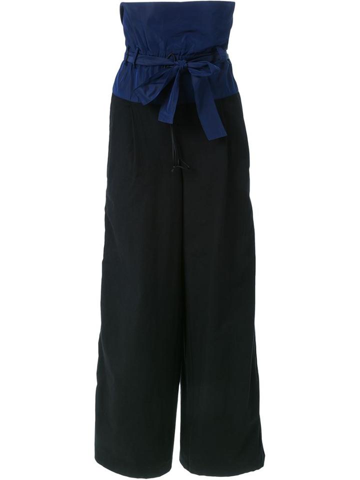 Tome Contrast Waist Palazzo Pants, Women's, Size: 4, Black, Cotton