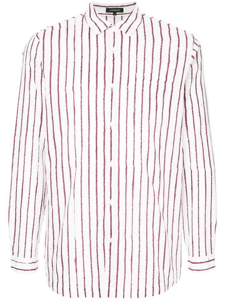 Loveless Stripe Print Shirt - Red
