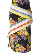 Msgm Floral Print Midi Skirt, Women's, Size: 42, Black, Silk