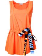 Emilio Pucci Bow Detail Tank Top, Women's, Size: 38, Yellow/orange, Cotton/spandex/elastane