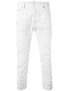Dsquared2 Distressed Trousers, Men's, Size: 50, White, Cotton/spandex/elastane