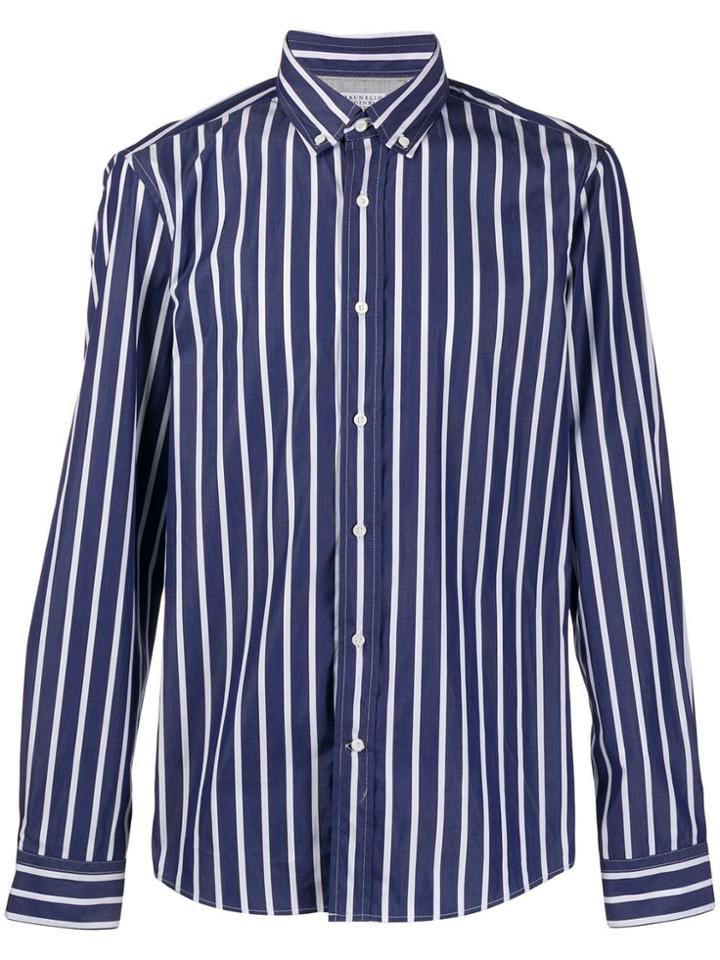 Brunello Cucinelli Striped Long-sleeve Shirt - Blue