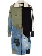 Greg Lauren Patchwork Hooded Cotton Wool Blend Coat - Multicoloured