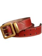 Burberry Topstitch Detail Leather Belt - Red