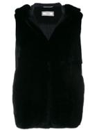 Peserico Fur-trimmed Hooded Vest - Black