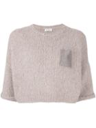 Brunello Cucinelli Cropped Knit Blouse, Women's, Size: Small, Nude/neutrals, Silk/polyamide/cashmere/virgin Wool