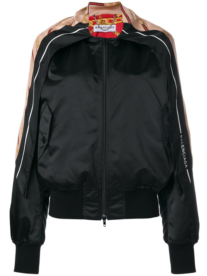 Balenciaga Scarf Detail Bomber Jacket - Black