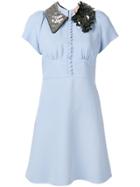 No21 Embellished-collar Shift Dress - Blue