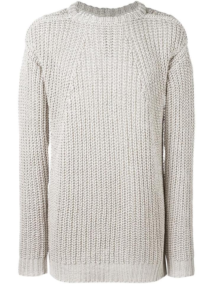 Rick Owens Long Open Knit Jumper, Men's, Nude/neutrals, Cotton