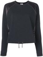 Brunello Cucinelli Jersey Sweater With Satin Panel - Grey