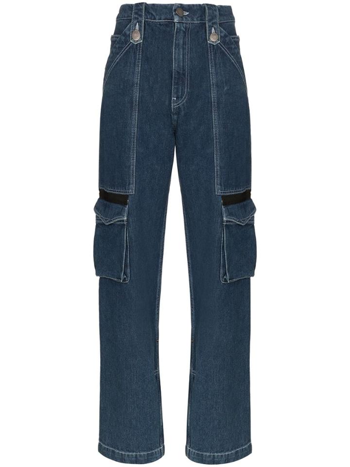 House Of Holland Mid-rise Cargo Pocket Straight-leg Jeans - Blue