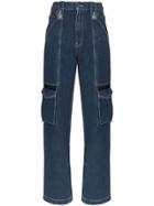 House Of Holland Mid-rise Cargo Pocket Straight-leg Jeans - Blue
