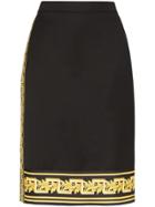 Versace Baroque Panel Fitted Skirt - Black