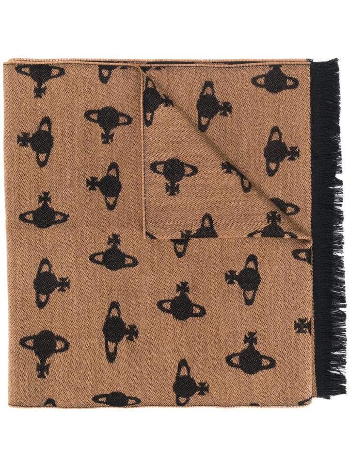 Vivienne Westwood Orb Logo Print Scarf - Brown