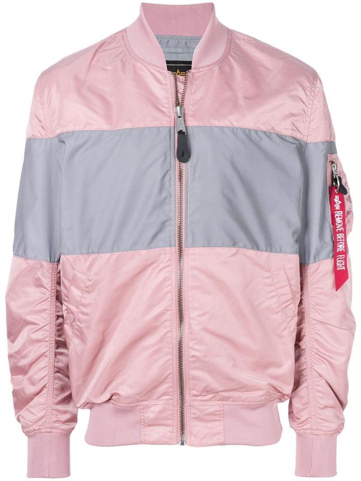 Alpha Industries Colour Block Bomber Jacket - Pink