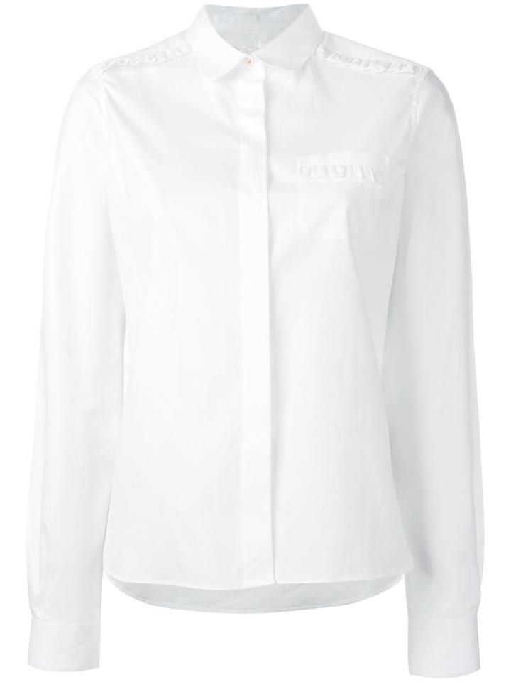 Chinti And Parker Frill Detailing Oxford Shirt, Women's, Size: Xs, White, Cotton