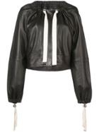 Yigal Azrouel Ruched Neck Leather Jacket - Black