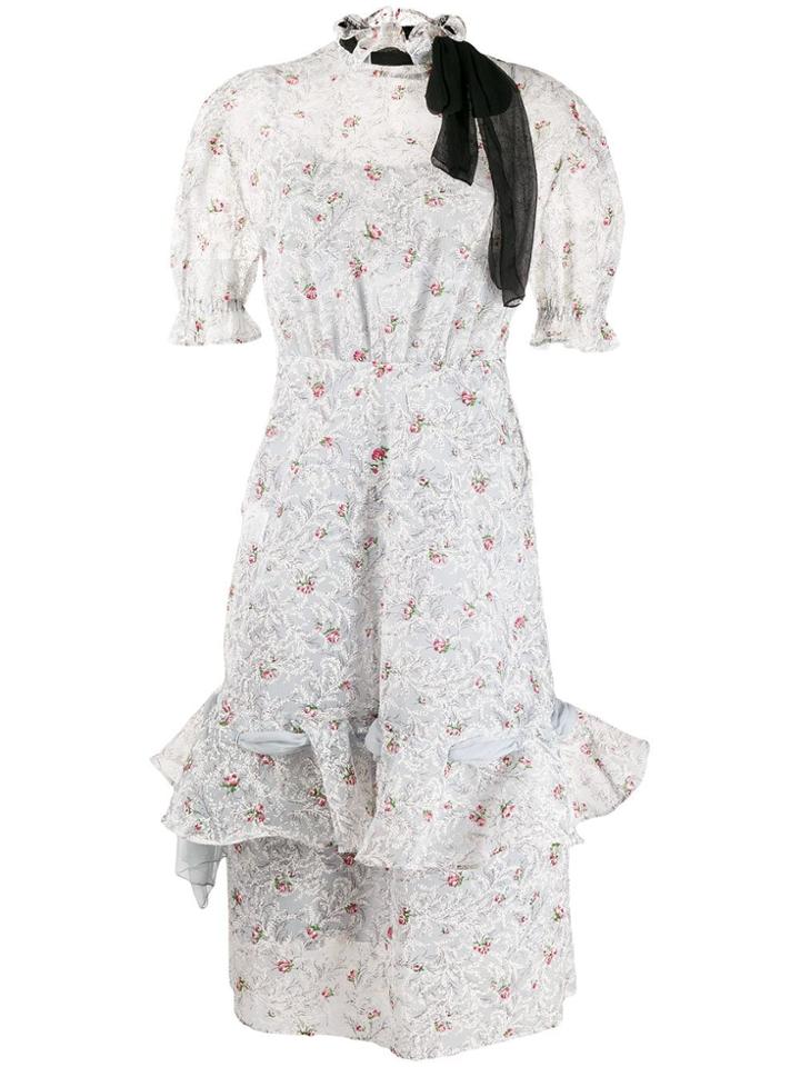 Miu Miu Pussy Bow Detail Frill Dress - White