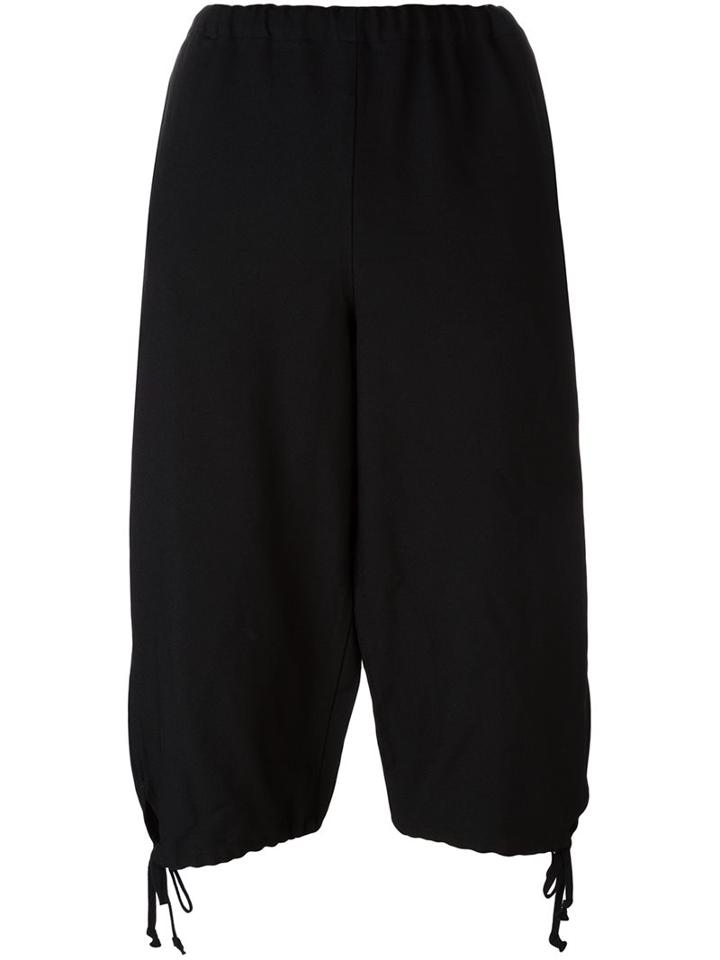 Comme Des Garçons Girl Elasticated Waist Cropped Trousers, Size: Medium, Black, Polyester