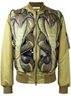 Givenchy Cobra Embossed Bomber Jacket, Men's, Size: 48, Green, Polyamide/cotton/polyester