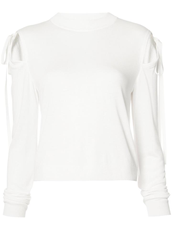 Adeam Ribbon-tie Knitted Top, Women's, Size: Medium, White, Rayon/silk