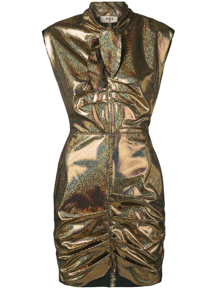 Msgm Holographic Dress - Gold