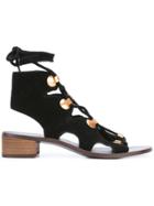 See By Chloé Lace-up Studded Sandals - Black