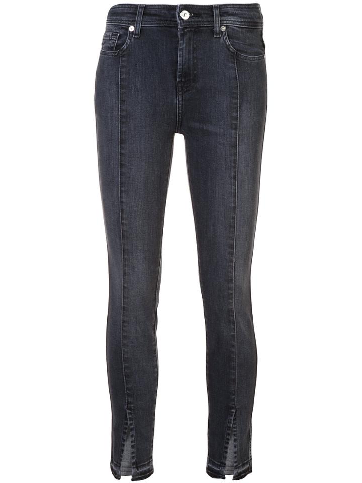 7 For All Mankind Skinny Jeans With Ankle Slit - Black