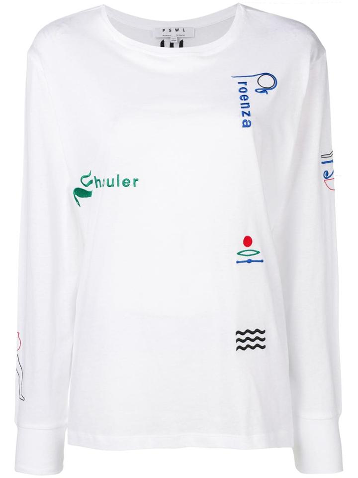 Proenza Schouler Hieroglyph Embroidered Sweater - White