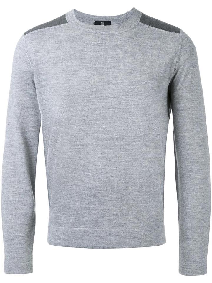 Kent & Curwen Bonded Knit Shoulders Jumper, Men's, Size: Small, Grey, Polyester/merino