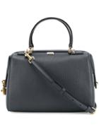 Dolce & Gabbana Padlock Detail Bowling Tote, Women's, Grey, Leather/cotton