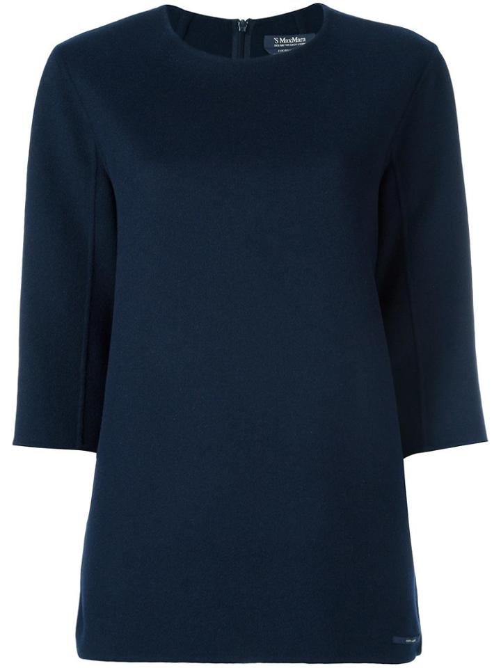 's Max Mara Three-quarters Sleeve Knitted Blouse - Blue