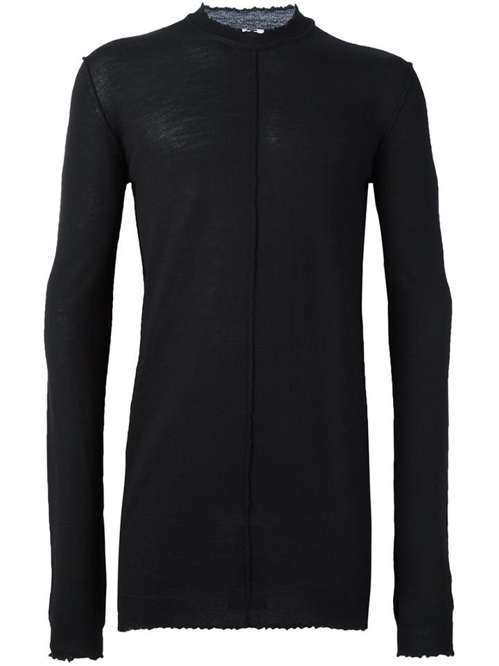 Damir Doma Frayed Detail Longsleeved Pullover, Men's, Size: Small, Black, Virgin Wool