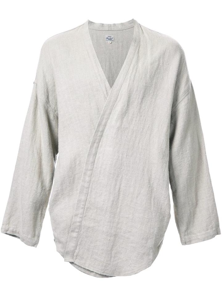 Gold 'herringbone Kimono' Jacket, Men's, Size: Medium, White, Linen/flax