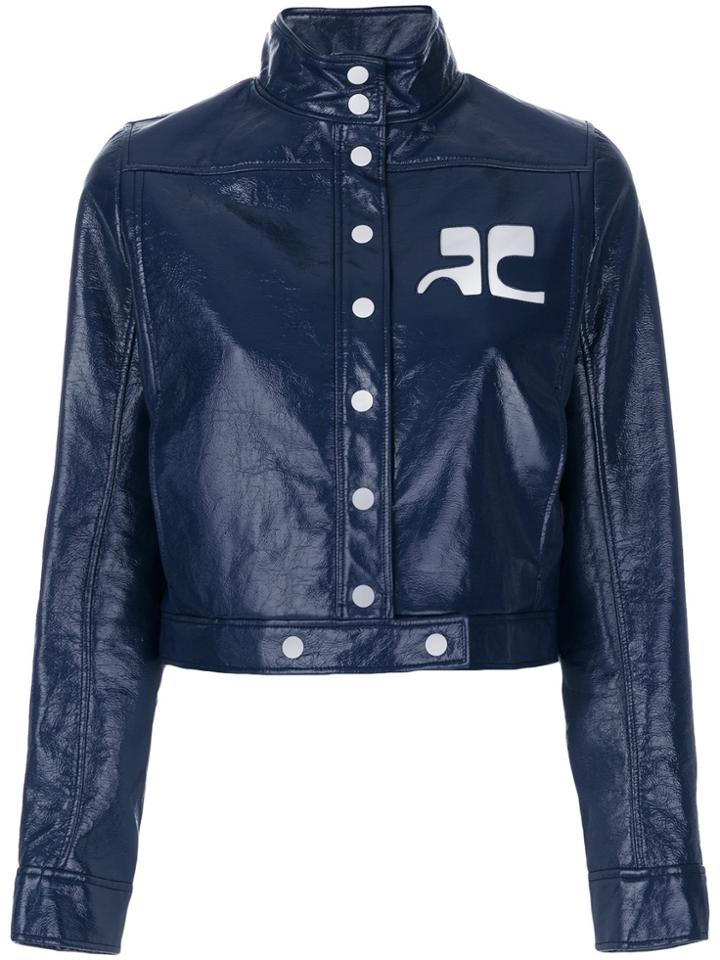 Courrèges High Neck Cropped Jacket - Blue