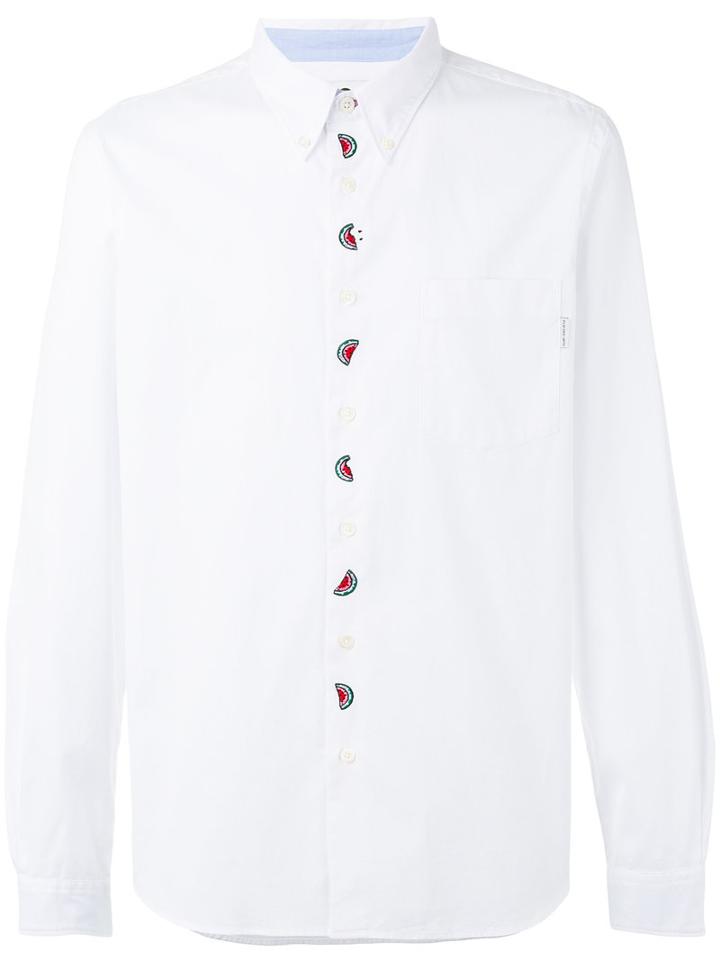 Ps By Paul Smith Watermelon Embroidered Shirt, Men's, Size: Xl, White, Cotton