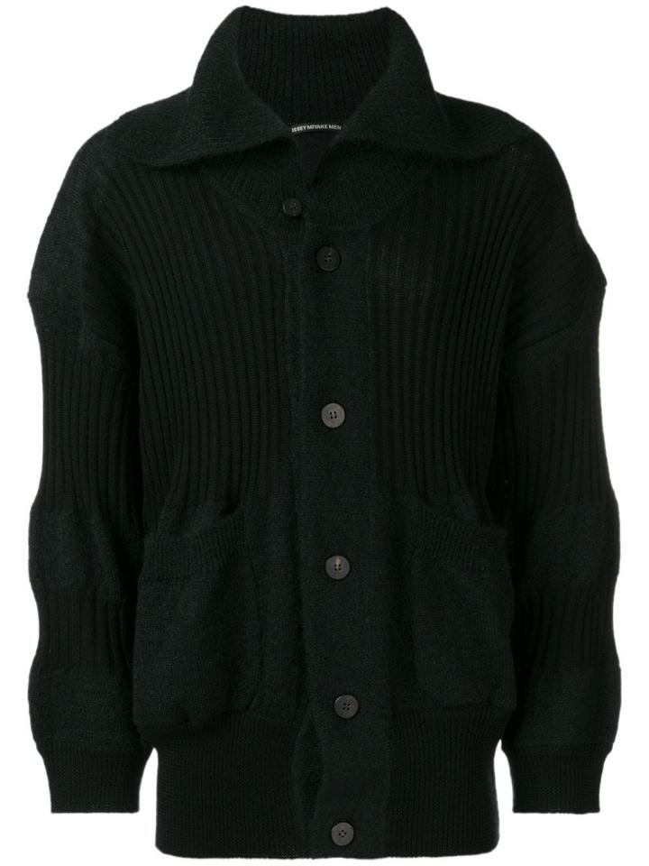 Issey Miyake Men Ribbed Knit Cardigan - Black