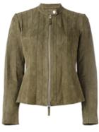 Desa Collection Zip Up Jacket, Women's, Size: 40, Green, Suede/polyester/spandex/elastane
