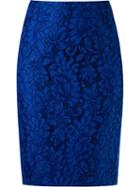 Martha Medeiros Lace Pencil Skirt, Women's, Size: 40, Blue, Cotton/polypropylene/polyester/silk