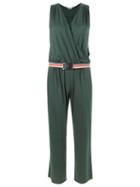 Lygia & Nanny V-neck Belted Jumpsuit, Women's, Size: 40, Green, Cotton/spandex/elastane