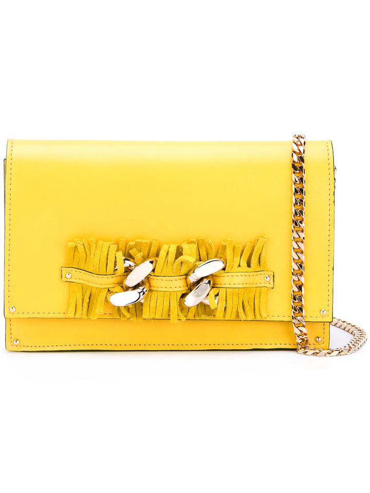 Casadei - Fringed Shoulder Bag - Women - Chamois Leather/nappa Leather/kid Leather - One Size, Yellow/orange, Chamois Leather/nappa Leather/kid Leather