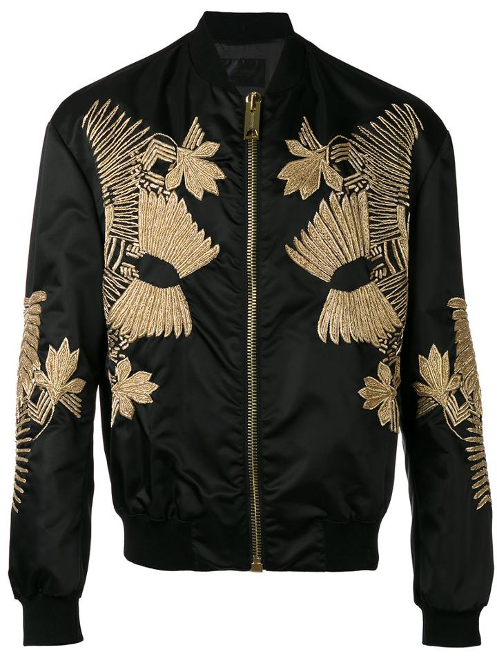 Embroidered Bomber Jacket - Men - Cotton/polyamide/spandex/elastane/metallic Fibre - 48, Black, Cotton/polyamide/spandex/elastane/metallic Fibre, Les Hommes