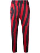 Ann Demeulemeester - Cropped Striped Trousers - Women - Silk/cotton/spandex/elastane/rayon - 36, Red, Silk/cotton/spandex/elastane/rayon