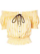 Caroline Constas - Embroidered Blouse - Women - Cotton - Xs, Yellow/orange, Cotton