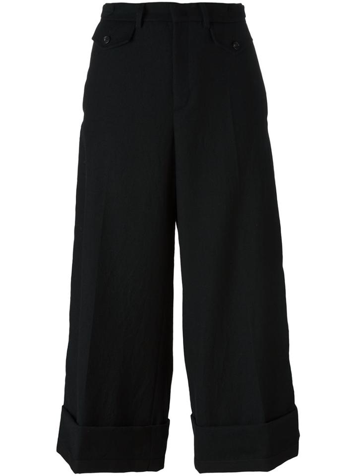 No21 Wide Leg Cropped Trousers, Women's, Size: 42, Black, Virgin Wool