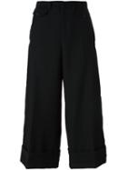 No21 Wide Leg Cropped Trousers, Women's, Size: 42, Black, Virgin Wool