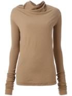 Rick Owens Drkshdw Draped Longsleeved Blouse, Women's, Size: Small, Brown, Cotton