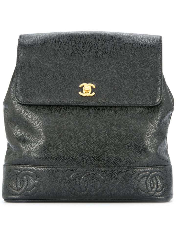 Chanel Vintage Turn-lock 6 Cc Rucksack Backpack - Black